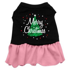 Scribble Merry Christmas Screen Print Dress Black With Pink Xxxl (20)