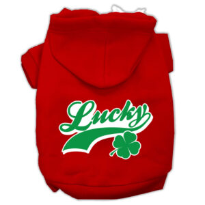 Lucky Swoosh Screen Print Pet Hoodies Red Size Xl (16)