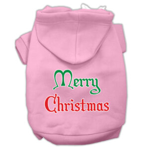 Merry Christmas Screen Print Pet Hoodies Light Pink Size Xxl (18)