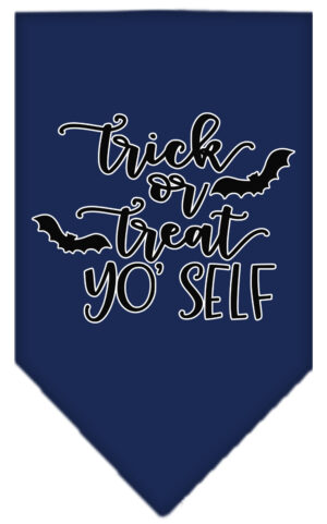 Trick Or Treat Yo' Self Screen Print Bandana Navy Blue Large