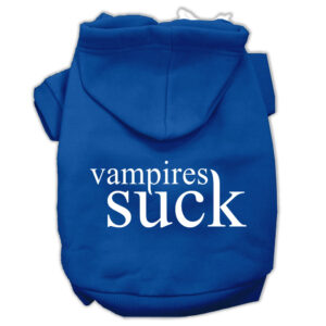 Vampires Suck Screen Print Pet Hoodies Blue Size Xxl (18)