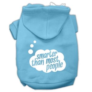 Smarter Then Most People Screen Printed Dog Pet Hoodies Baby Blue Size Xxl (18)