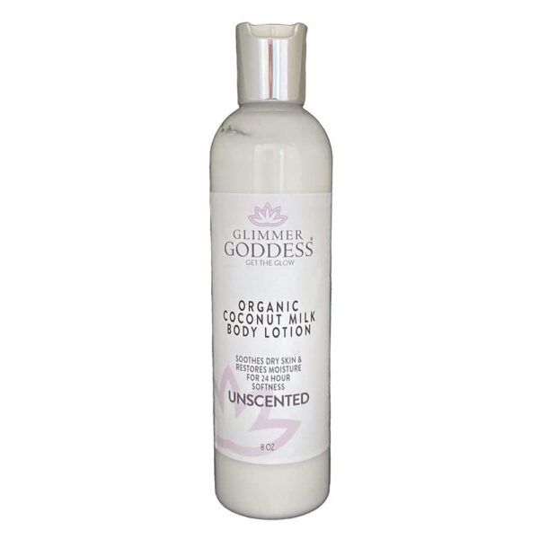 Organic Body Lotion   Unscented Coconut Milk Moisturizes for Soft Silky Skin All Day 8 oz
