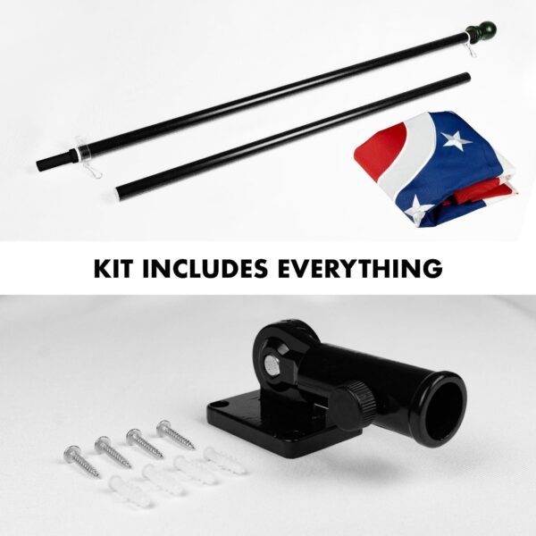 G128 Combo Pack: 5 Ft Tangle Free Aluminum Spinning Flagpole (Black) & Ohio OH State Flag 2.5x4 Ft, ToughWeave Series Embroidered 300D Polyester | Pole with Flag Included - Image 2