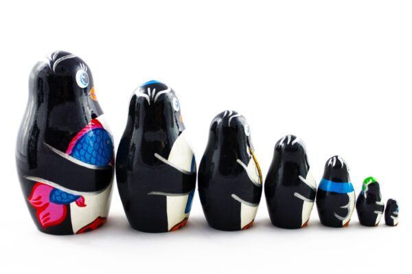 Matryoshka Russian Nesting Doll Babushka Beautiful Family Penguins Set 7 Pieces Pcs Hand Painted Handmade Souvenir Gift Handicraft - Image 2