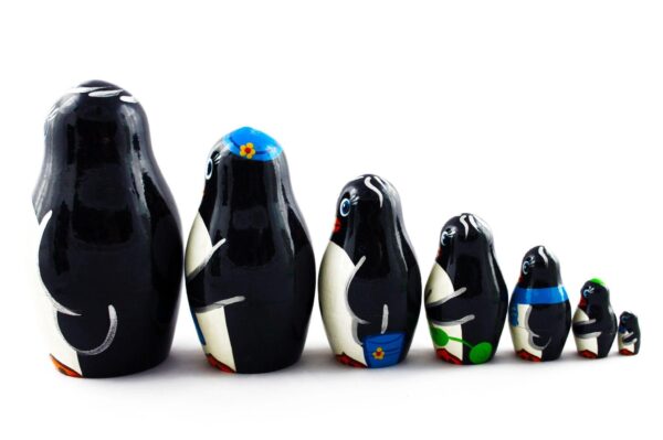 Matryoshka Russian Nesting Doll Babushka Beautiful Family Penguins Set 7 Pieces Pcs Hand Painted Handmade Souvenir Gift Handicraft - Image 4