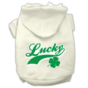Lucky Swoosh Screen Print Pet Hoodies Cream Size Xs (8)