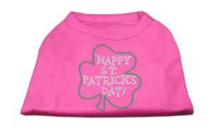 Happy St Patrick's Day Rhinestone Shirts Bright Pink Xl