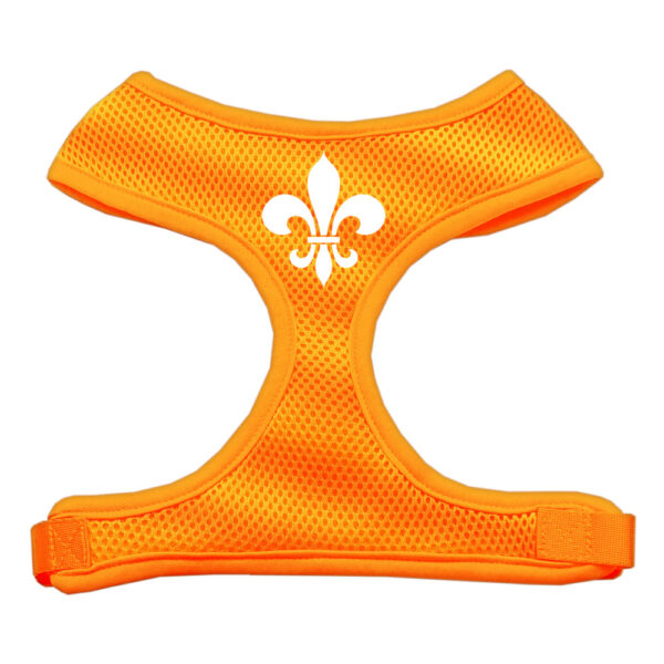 Fleur De Lis Design Soft Mesh Pet Harness Orange Large