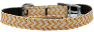 Chevrons Nylon Dog Collar With Classic Buckle 3/8" Orange Size 10