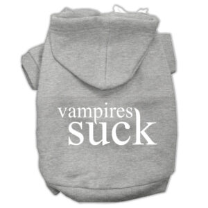 Vampires Suck Screen Print Pet Hoodies Grey Size Xxl (18)