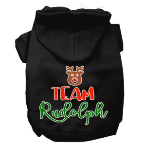 Team Rudolph Screen Print Dog Hoodie Black Xxl
