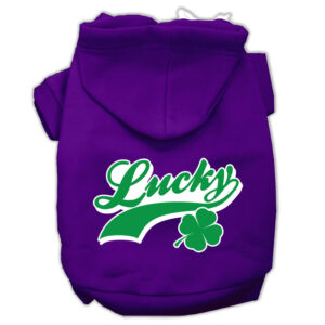 Lucky Swoosh Screen Print Pet Hoodies Purple Size Xl (16)