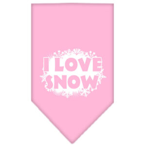 I Love Snow Screen Print Bandana Light Pink Large