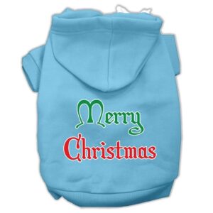 Merry Christmas Screen Print Pet Hoodies Baby Blue Size Xxl (18)