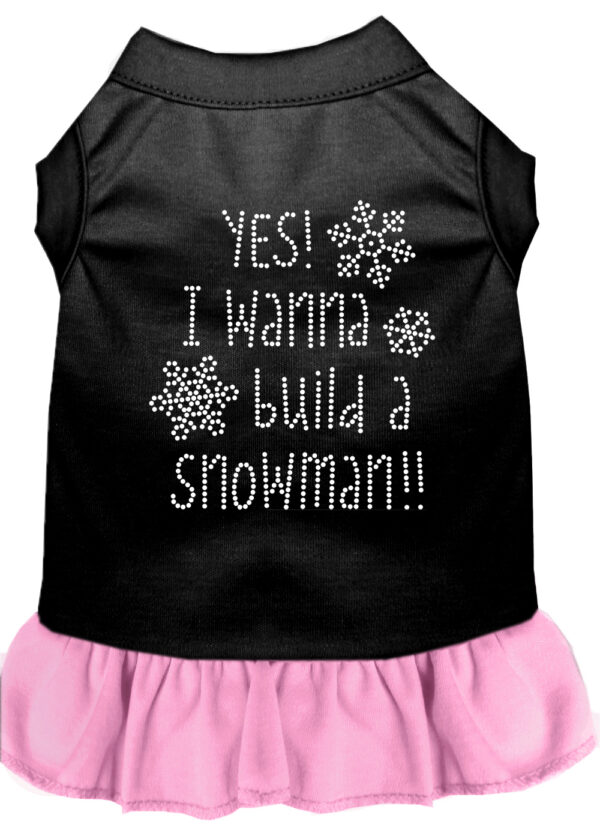 Yes! I Want To Build A Snowman Rhinestone Dog Dress Black With Light Pink Xs