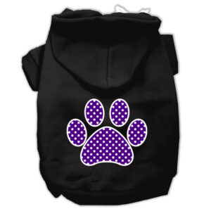 Purple Swiss Dot Paw Screen Print Pet Hoodies Black Size Xs (8)