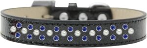 Sprinkles Ice Cream Dog Collar Pearl And Blue Crystals Size 12 Black
