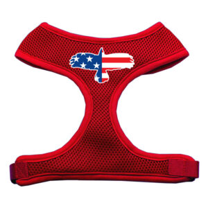 Eagle Flag  Screen Print Soft Mesh Pet Harness Red Large