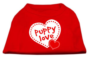 Puppy Love Screen Print Shirt Red  Lg