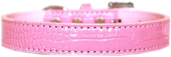 Tulsa Plain Croc Dog Collar Light Pink Size 20