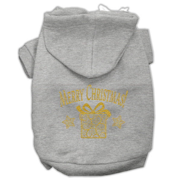 Golden Christmas Present Pet Hoodies Grey Size Xs (8)