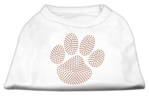Orange Paw Rhinestud Shirts White L