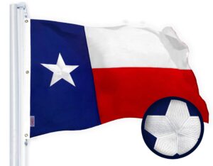 G128 - Texas State Flag 5x8ft Embroidered Stars Sewn Stripes Heavy Duty 220GSM Tough Spun Polyester Quality with Brass Grommets