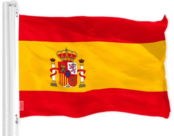 G128 Combo Pack: USA American Flag 3x5 Ft 150D Printed Stars & Spain (Spainish) Flag 3x5 Ft 150D Printed - Image 2