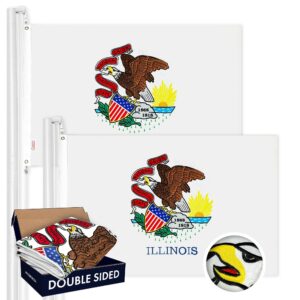 Illinois IL State Flag 3x5 Ft 2-Pack Double-sided Embroidered Polyester By G128