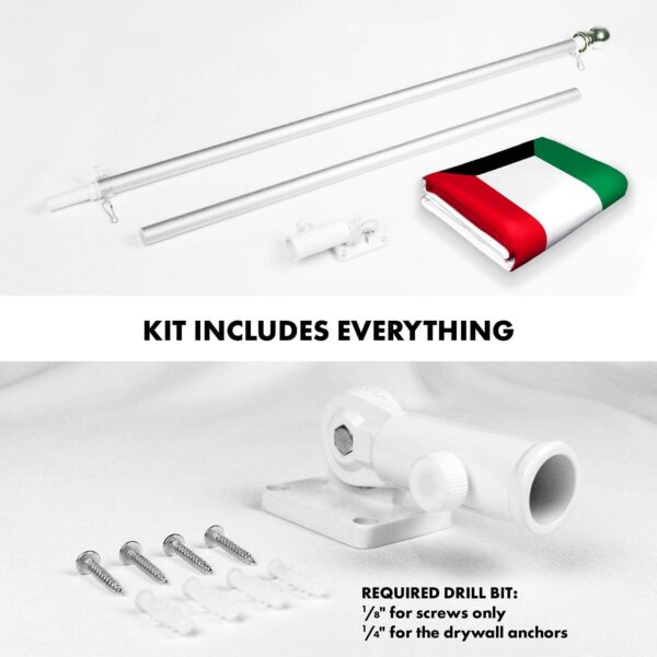 G128 Combo Pack: 6 Ft Tangle Free Aluminum Spinning Flagpole (Silver) & Kuwait Kuwaiti Flag 3x5 Ft, LiteWeave Pro Series Printed 150D Polyester | Pole with Flag Included - Image 2
