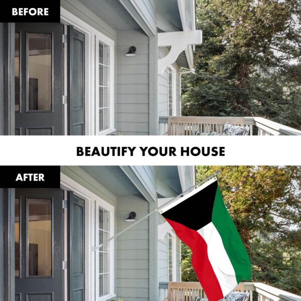 G128 Combo Pack: 6 Ft Tangle Free Aluminum Spinning Flagpole (Silver) & Kuwait Kuwaiti Flag 3x5 Ft, LiteWeave Pro Series Printed 150D Polyester | Pole with Flag Included - Image 3