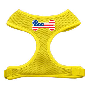 Bone Flag Usa Screen Print Soft Mesh Pet Harness Yellow Medium