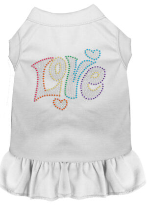 Technicolor Love Rhinestone Pet Dress White Xl