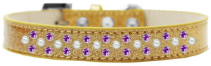Sprinkles Ice Cream Dog Collar Pearl And Purple Crystals Size 12 Gold