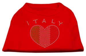 Italy Rhinestone Shirts Red Xxl