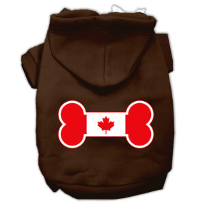 Bone Shaped Canadian Flag Screen Print Pet Hoodies Brown Size Xxxl (20)