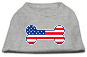Bone Shaped American Flag Screen Print Shirts  Grey L