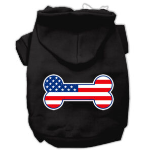 Bone Shaped American Flag Screen Print Pet Hoodies Black Size Xl (16)