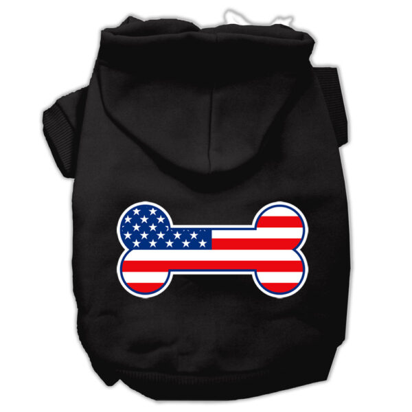 Bone Shaped American Flag Screen Print Pet Hoodies Black Size Xl (16)
