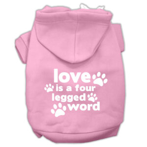 Love Is A Four Leg Word Screen Print Pet Hoodies Light Pink Size Xxxl (20)