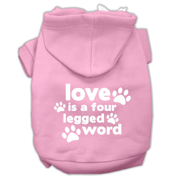 Love Is A Four Leg Word Screen Print Pet Hoodies Light Pink Size Xxxl (20)