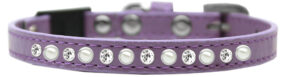 Pearl And Clear Jewel Breakaway Cat Collar Lavender Size 10
