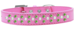 Sprinkles Dog Collar Pearl And Lime Green Crystals Size 18 Bright Pink