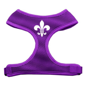 Fleur De Lis Design Soft Mesh Pet Harness Purple Large