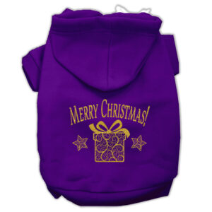 Golden Christmas Present Pet Hoodies Purple Size Xl (16)