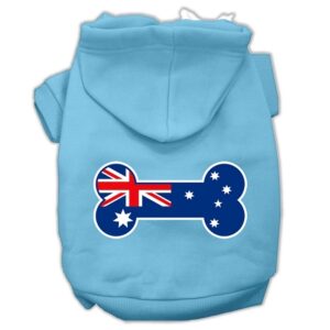 Bone Shaped Australian Flag Screen Print Pet Hoodies Baby Blue Xl (16)