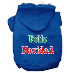 Feliz Navidad Screen Print Pet Hoodies Blue Xxxl(20)