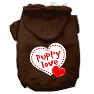 Puppy Love Screen Print Pet Hoodies Brown Size Xs (8)