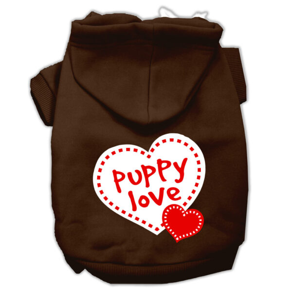 Puppy Love Screen Print Pet Hoodies Brown Size Xs (8)
